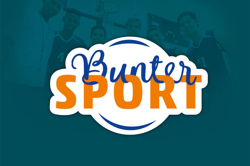 Wortmarke des Projekts „Bunter Sport“ mit ineinandergreifenden Buchstaben